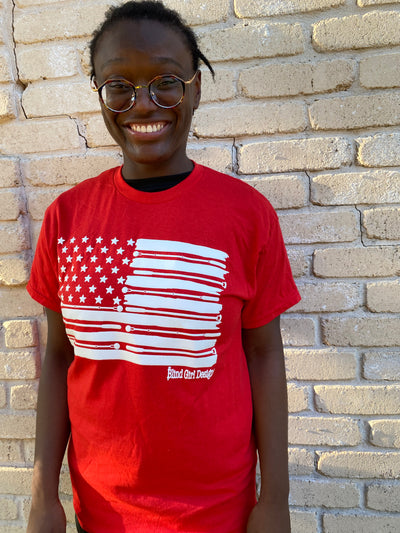 Sale! 3D American Flag  T-Shirt - Red
