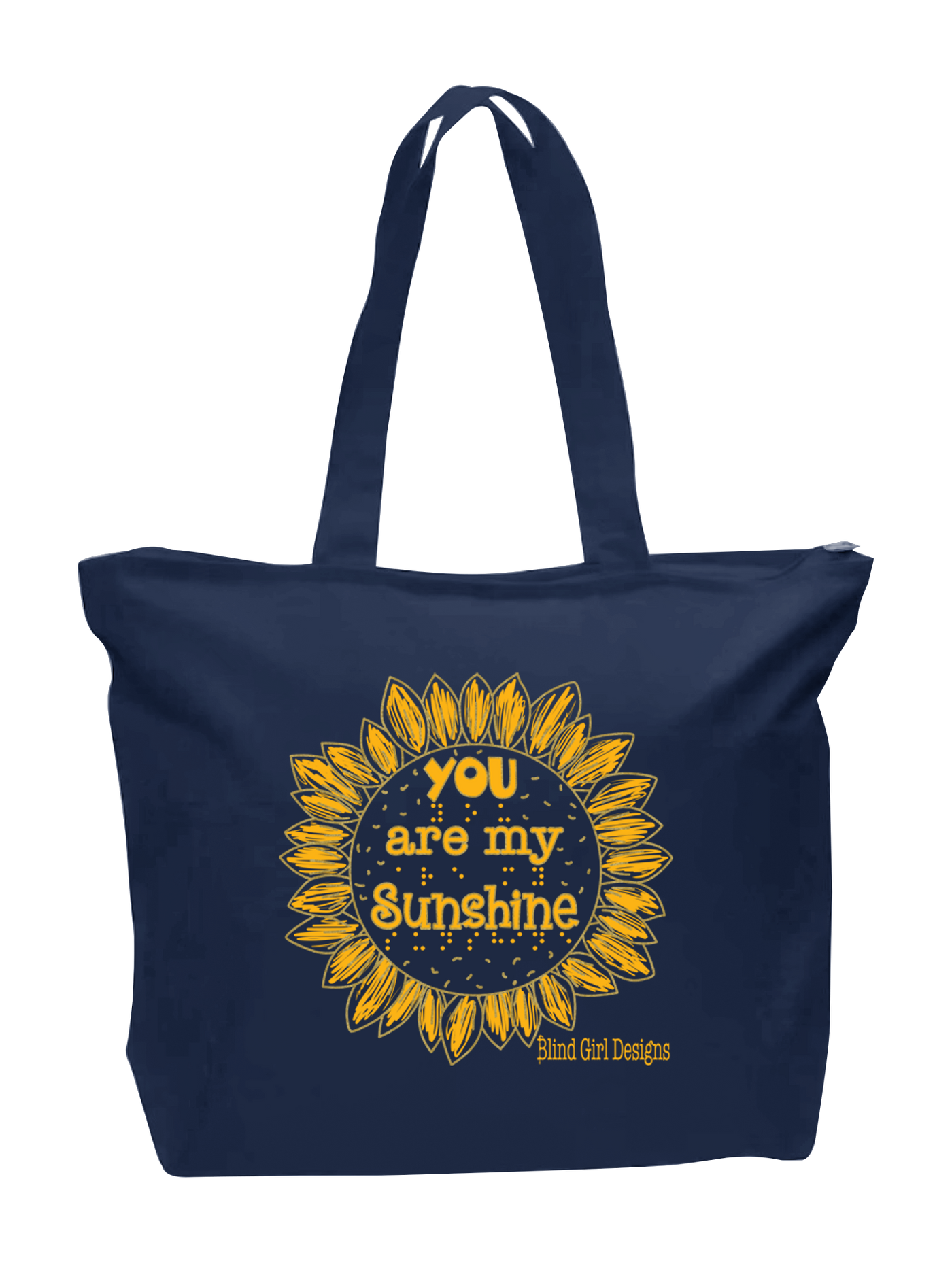 3D! Sunflower Tote Bag - Navy