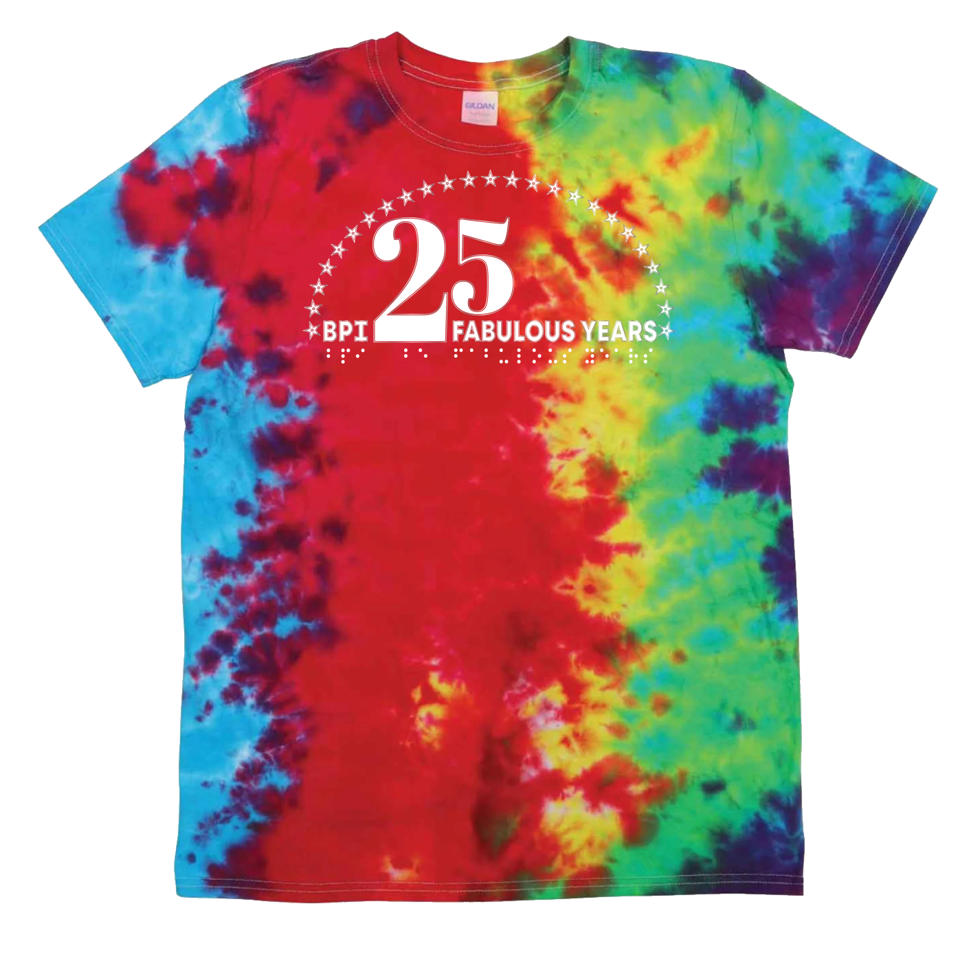 BPI 25 T-Shirt - vertical Tie Dye Rainbow