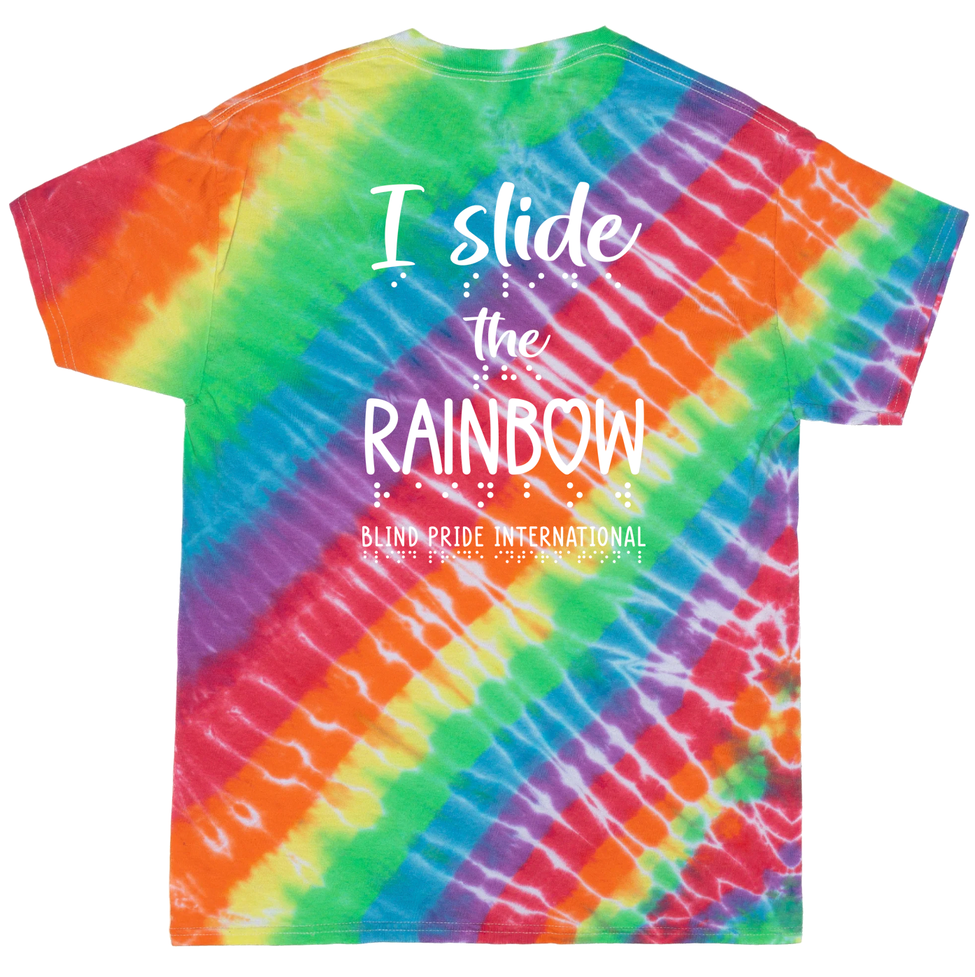 3D! “I Slide the Rainbow” T-Shirt - Diagonal Classic Tie Dye Rainbow