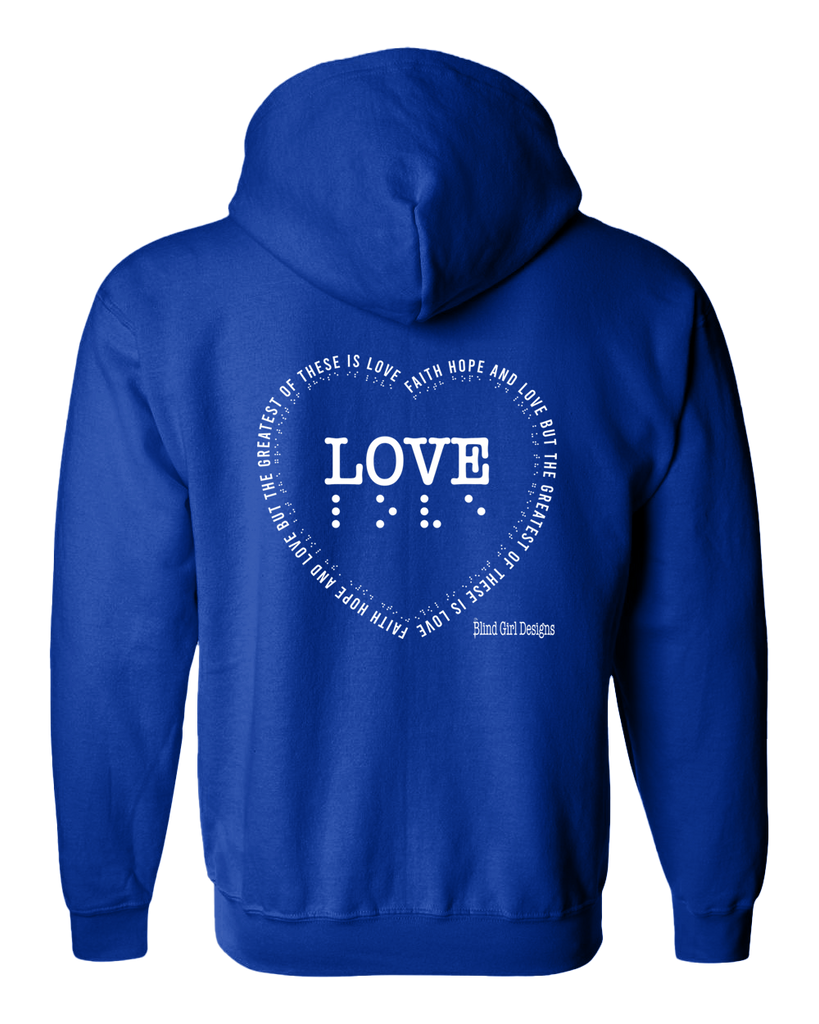 3D! LOVE Zip Hoodie - Royal Blue – Blind Girl Designs