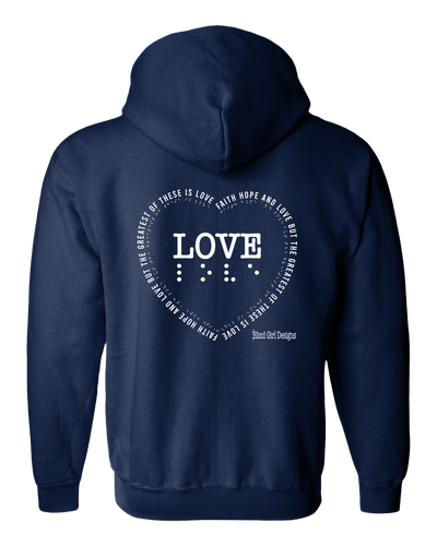 3D! LOVE Zip Hoodie - Navy Blue