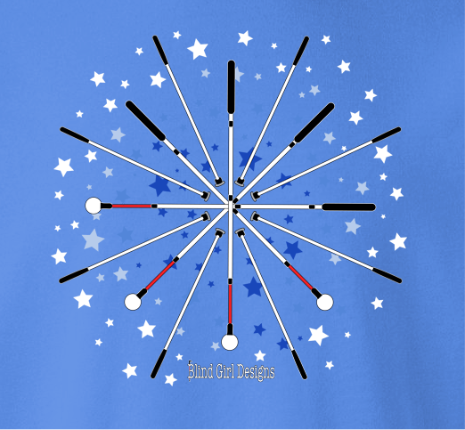 Colorful Star Explosion of White Canes T-Shirt - Carolina Blue