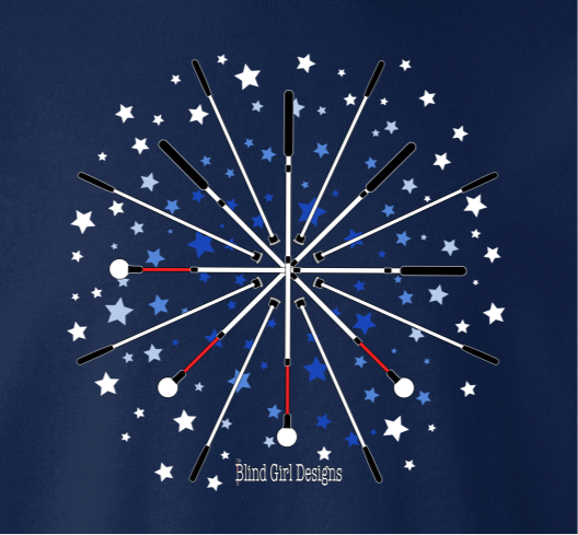 Colorful Star Explosion of White Canes T-Shirt - Navy