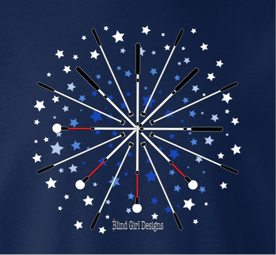 Colorful Star Explosion of White Canes T-Shirt - Navy