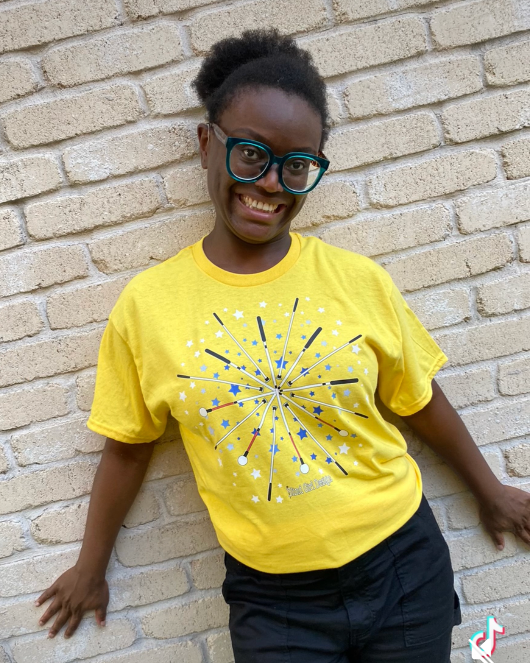 Colorful Star Explosion of White Canes T-Shirt - Daisy Yellow