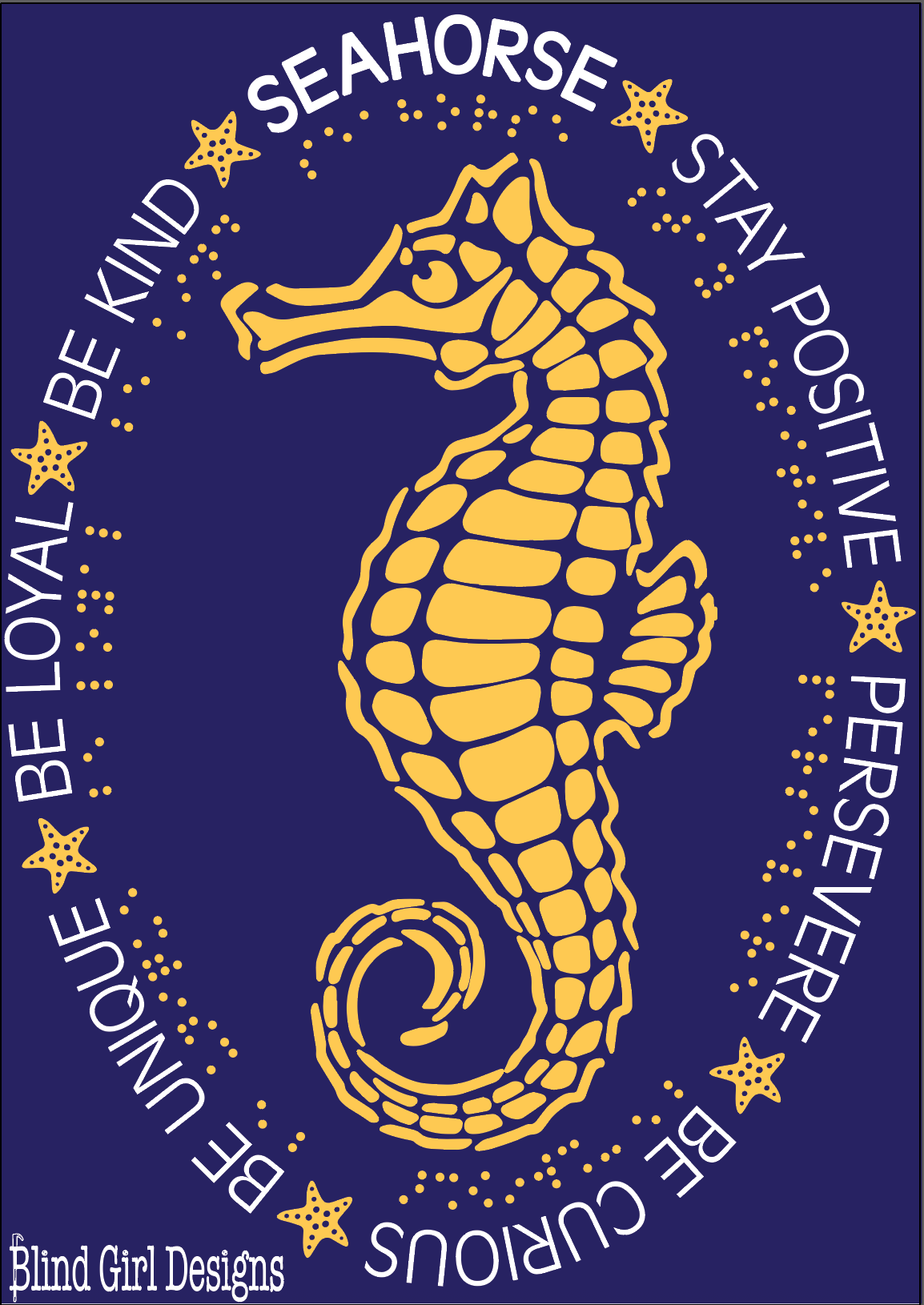 Beautiful 3D Seahorse Zip Totebag  - navy Blue - Ship to home