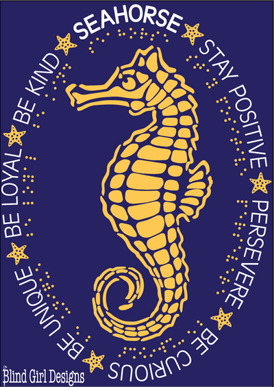 Beautiful 3D Seahorse Zip Totebag  - navy Blue - Ship to home
