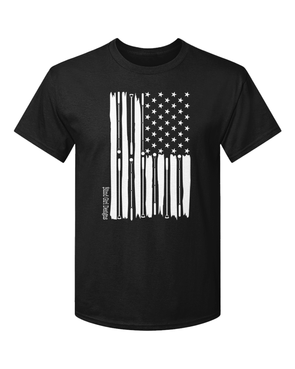 New! 3D American Flag T-Shirt Black with white ink-Bestseller!