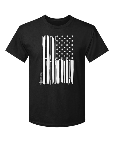 New! 3D American Flag T-Shirt Black with white ink-Bestseller!