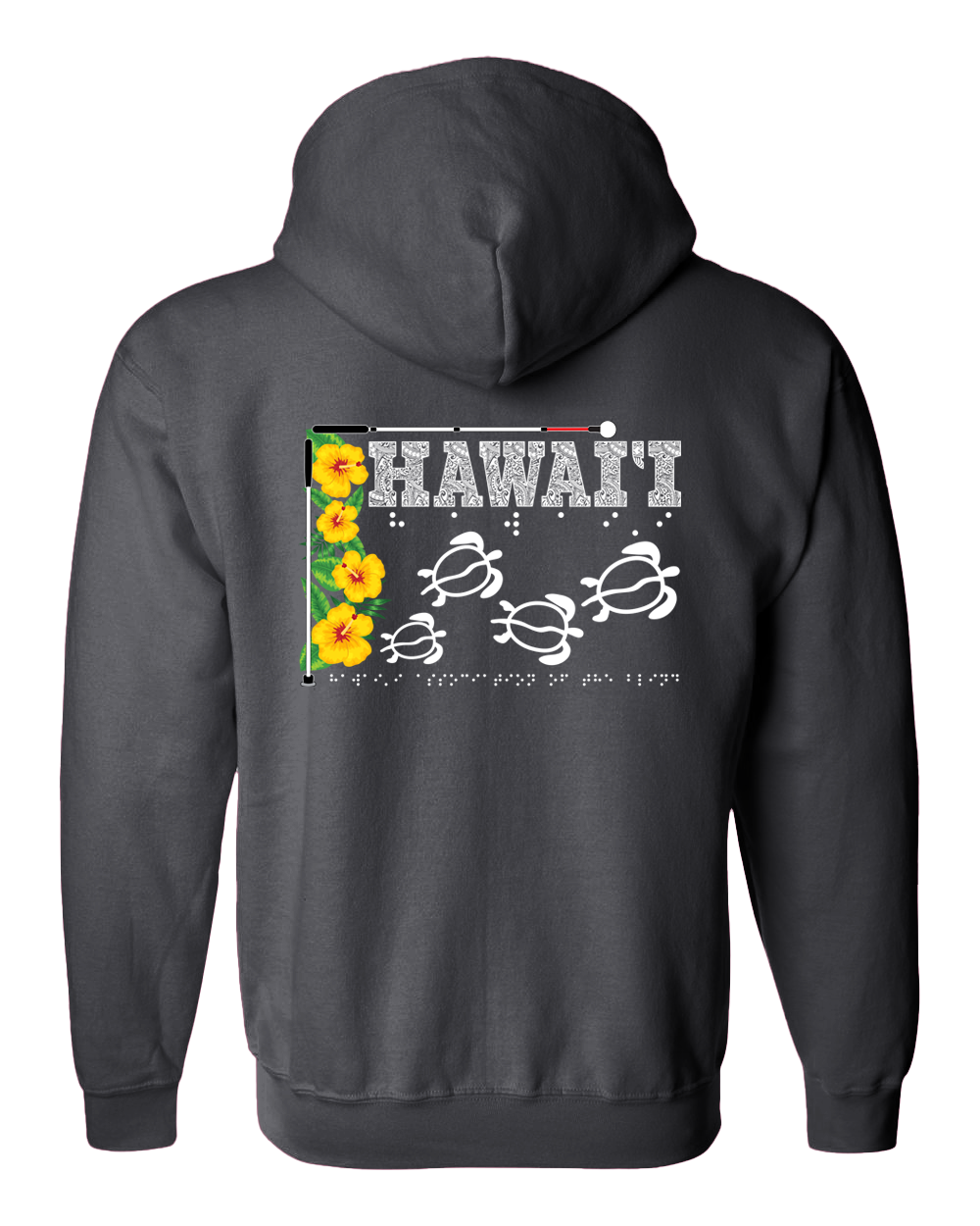 Hawaii Beautiful Zip Hoodie - Charcoa Gray