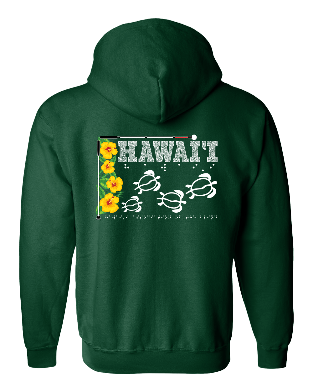 Hawaii Beautiful Zip Hoodie - Forest Green