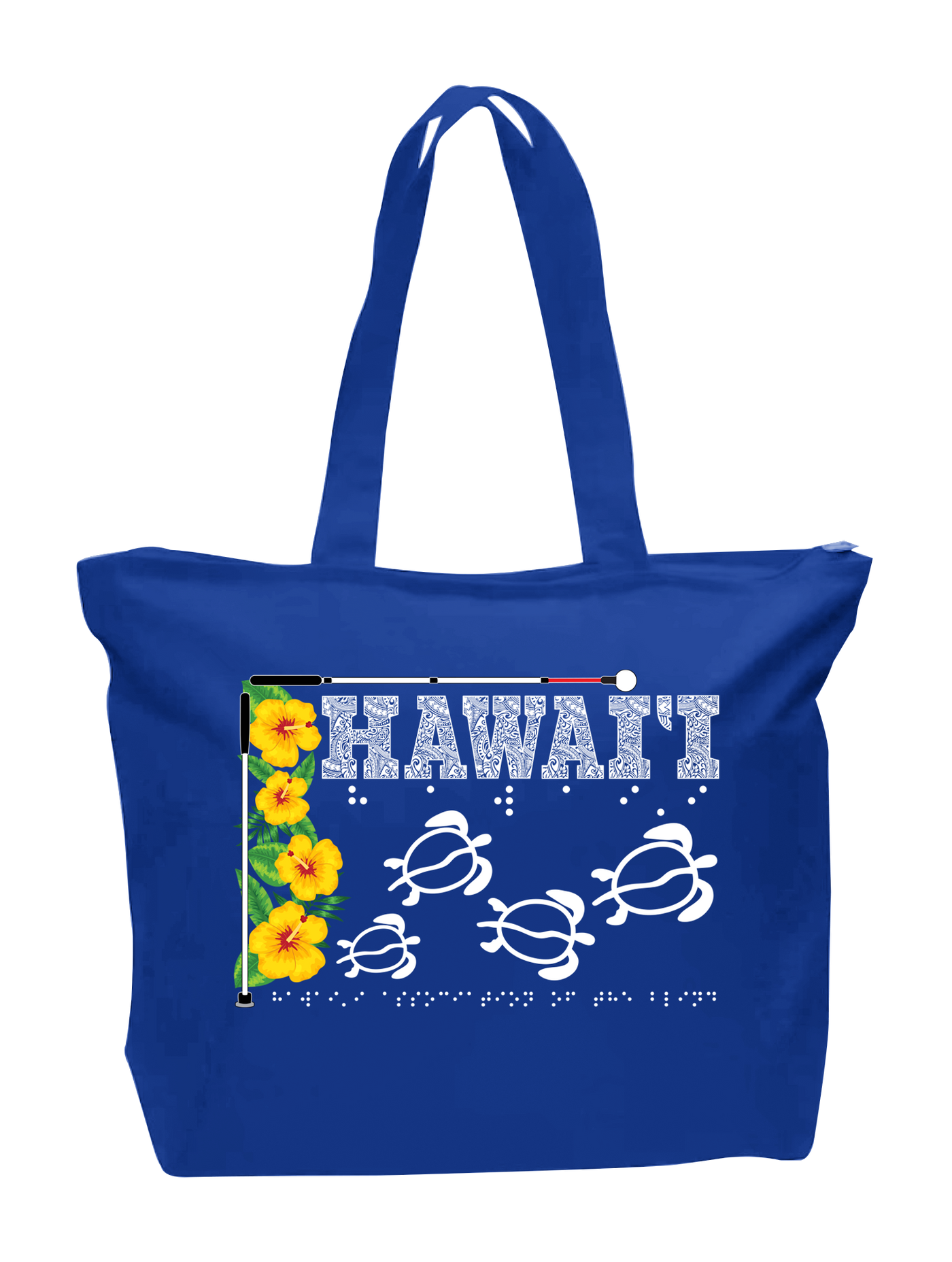 Hawaii Beautiful Zip Tote - Royal Blue