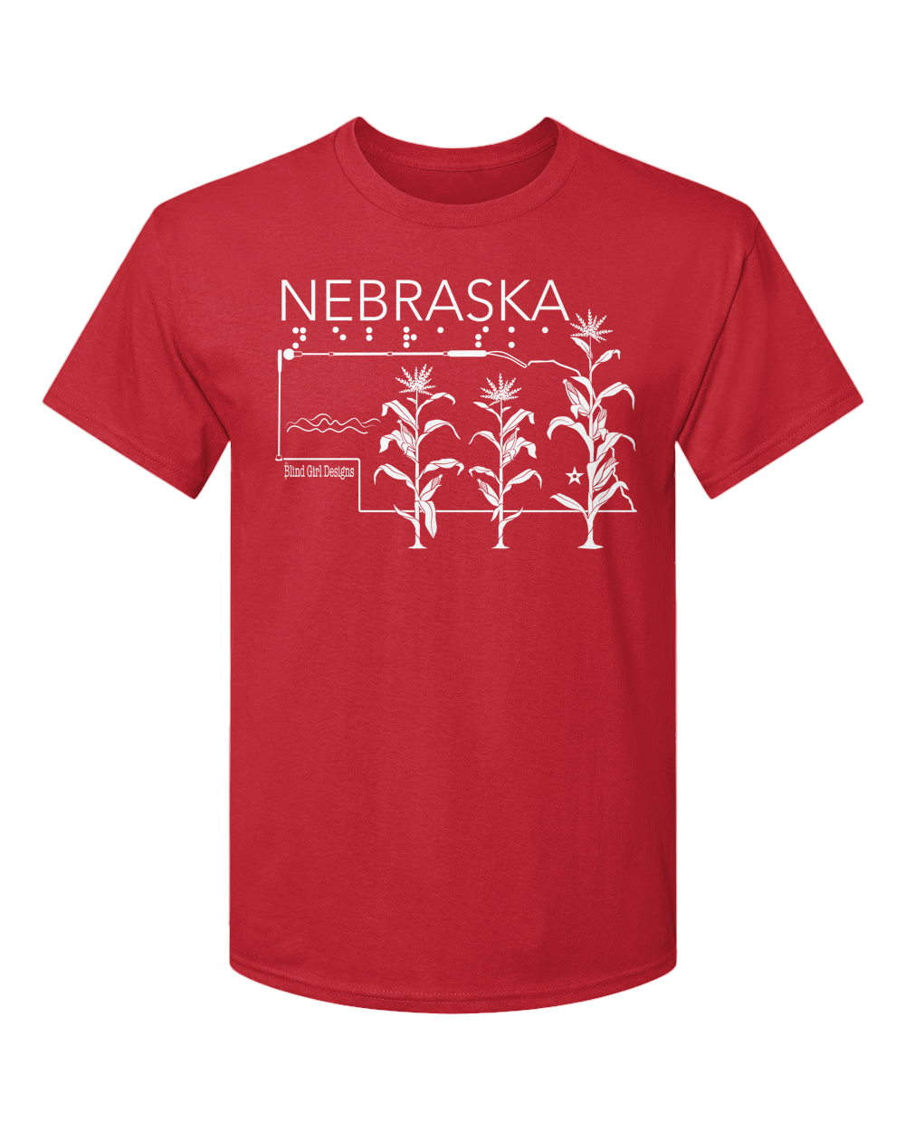 New! 3D Tactile Nebraska T-Shirt - Red