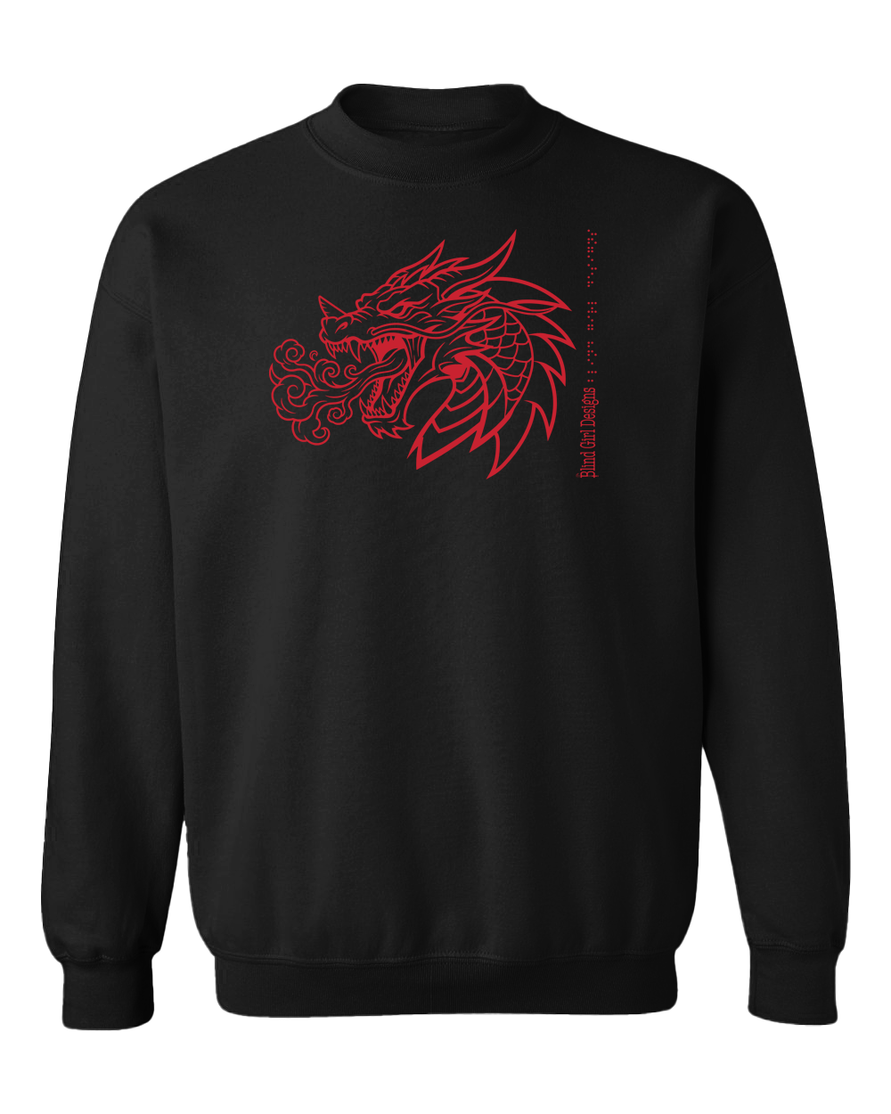New 3D Dragon Sweatshirt - Black with Red Ink