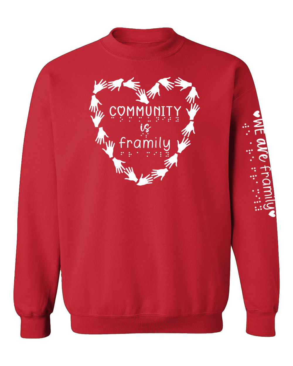 Community is Framily crewneck sweatshirt red