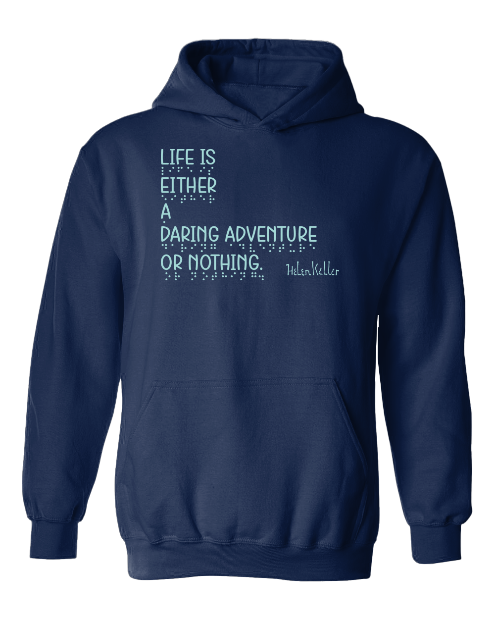"Daring Adventure” Hoodie - Navy Blue with Mint Ink