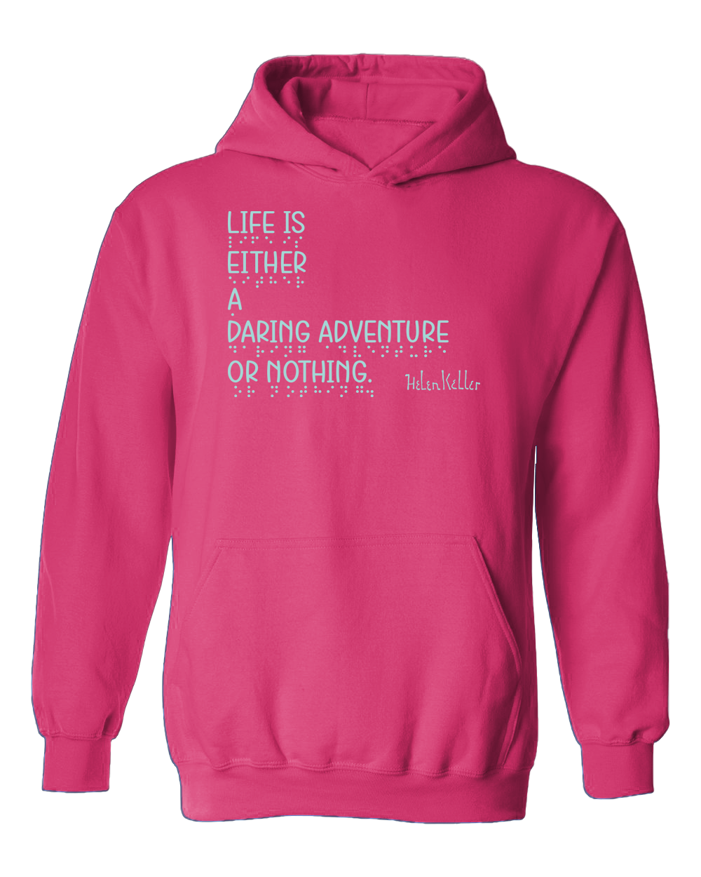 "Daring Adventure” Hoodie - Pink with Mint Ink