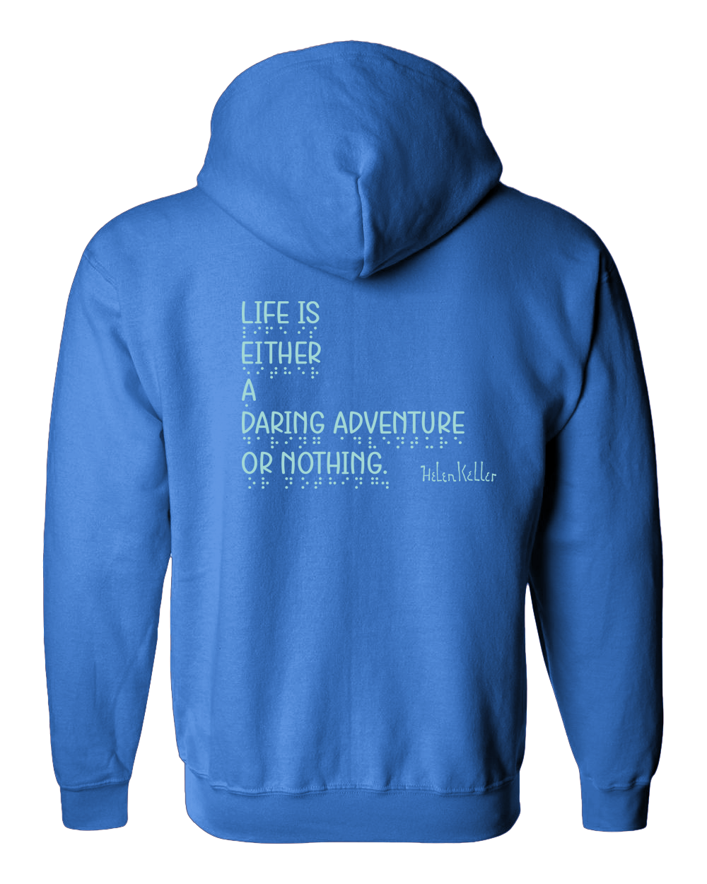 "Daring Adventure” Zip Hoodie - Carolina Blue with Mint Ink