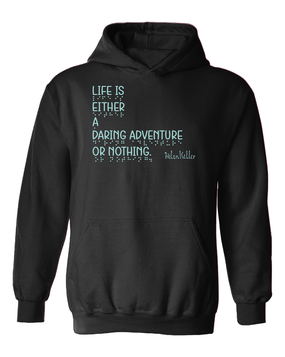 "Daring Adventure” Hoodie - Black with Mint Ink