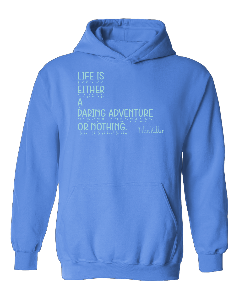 "Daring Adventure” Hoodie - Carolina Blue with Mint Ink