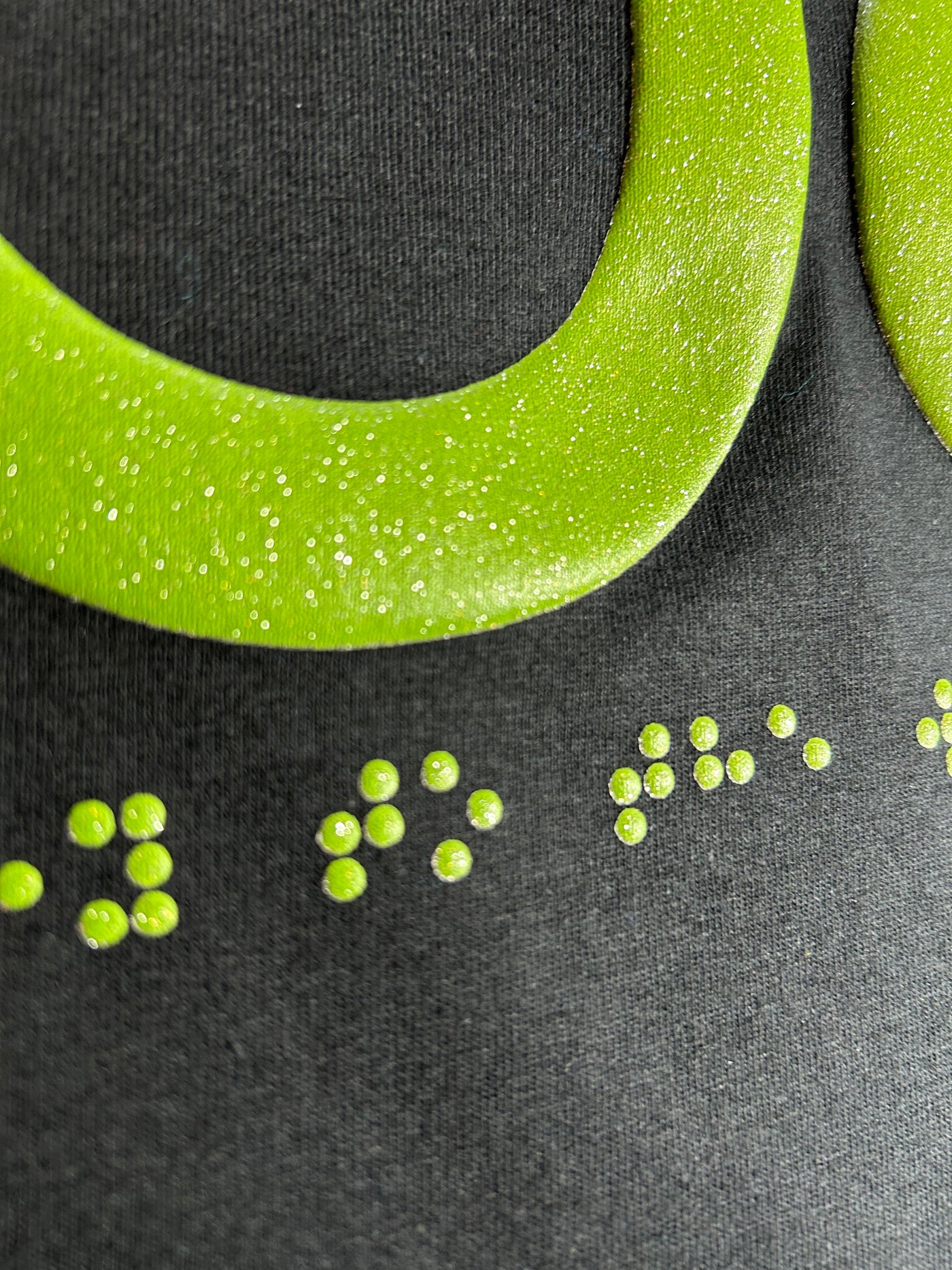 New 3D Joy T-Shirt.- Black with Green Glitter Tactile Ink