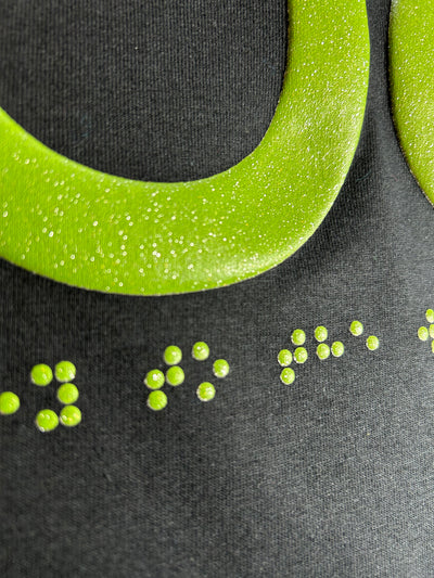 New 3D Joy T-Shirt.- Black with Green Glitter Tactile Ink