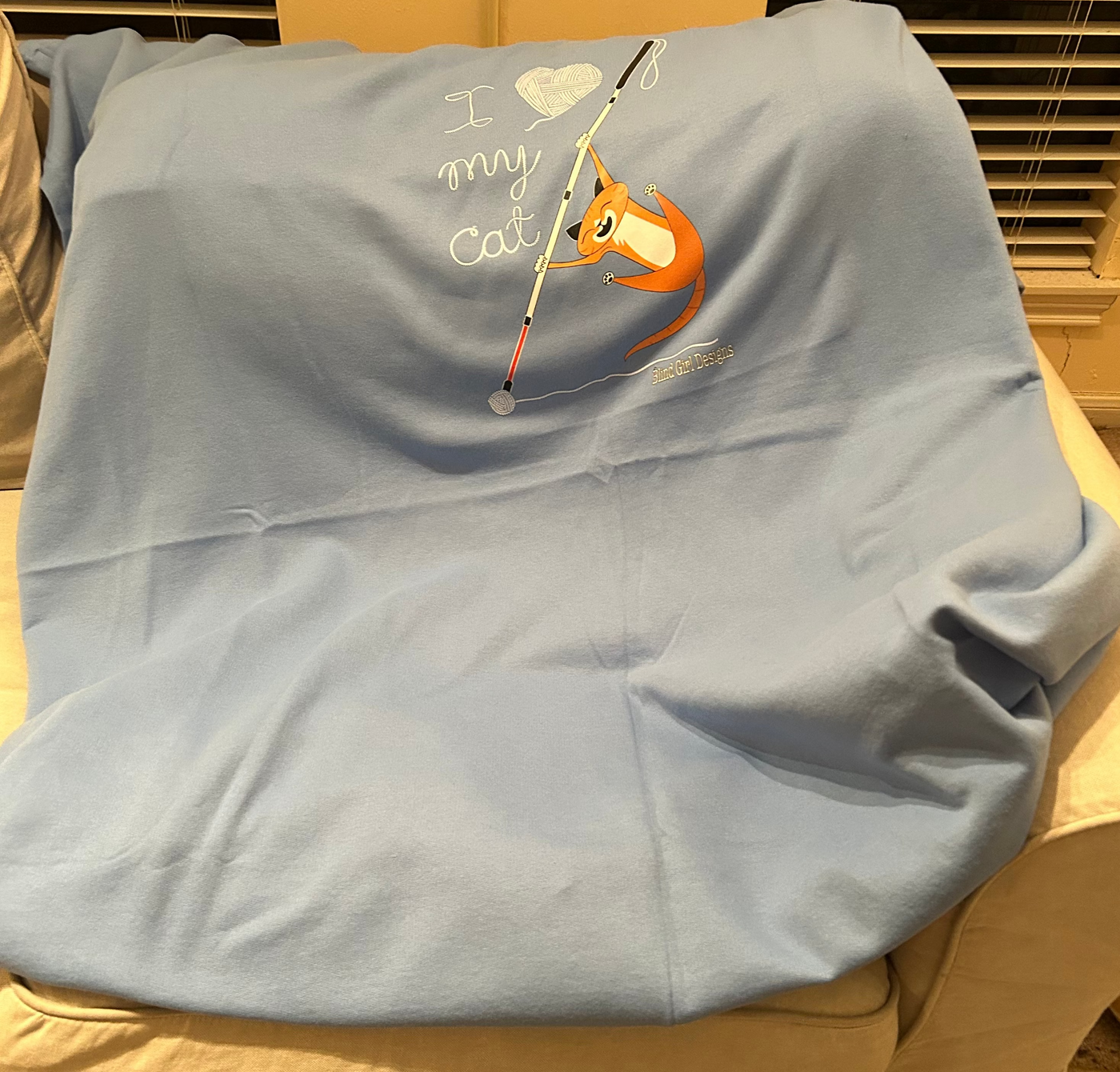 I love My Cat Sweatshirt Blanket - Caroline Blue