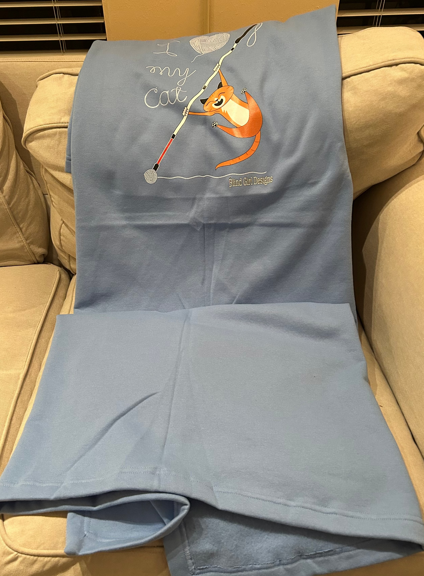 I love My Cat Sweatshirt Blanket - Caroline Blue