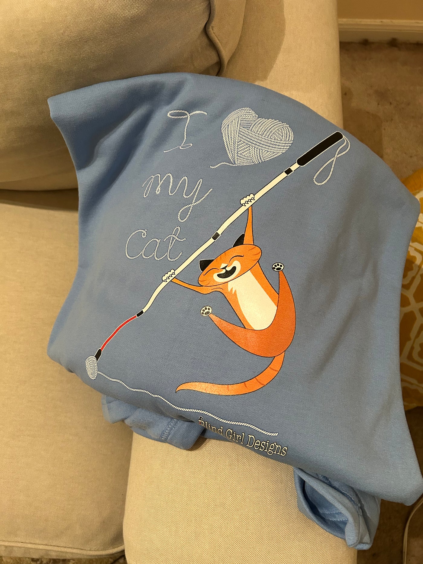 I love My Cat Sweatshirt Blanket - Caroline Blue