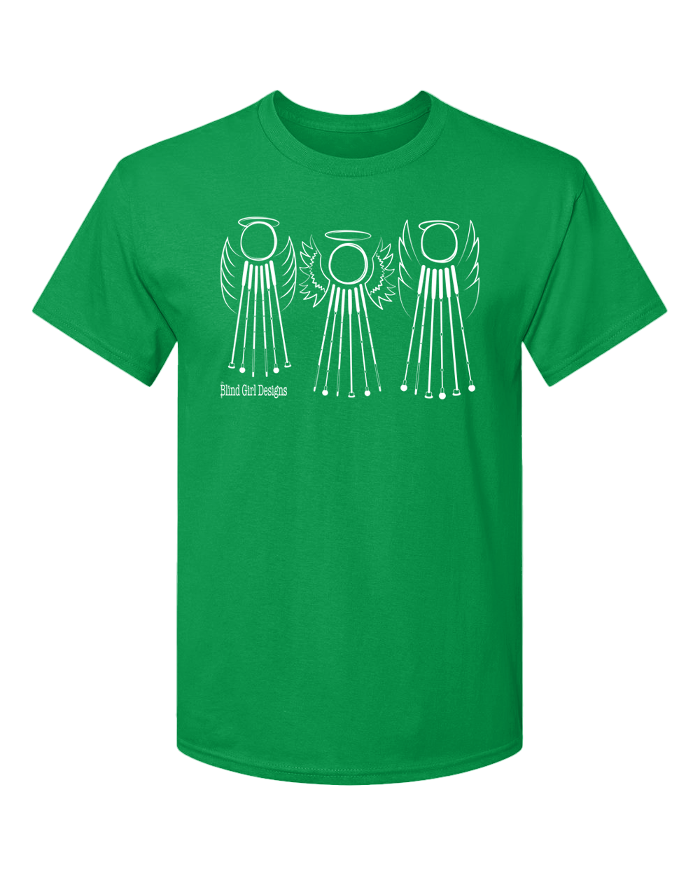 Tactile 3 Sweet White Cane Angels T-Shirt - Irish Green