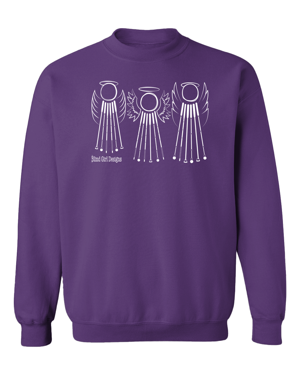 Tactile 3 Sweet White Cane Angels Crewneck Sweatshirt - Purple