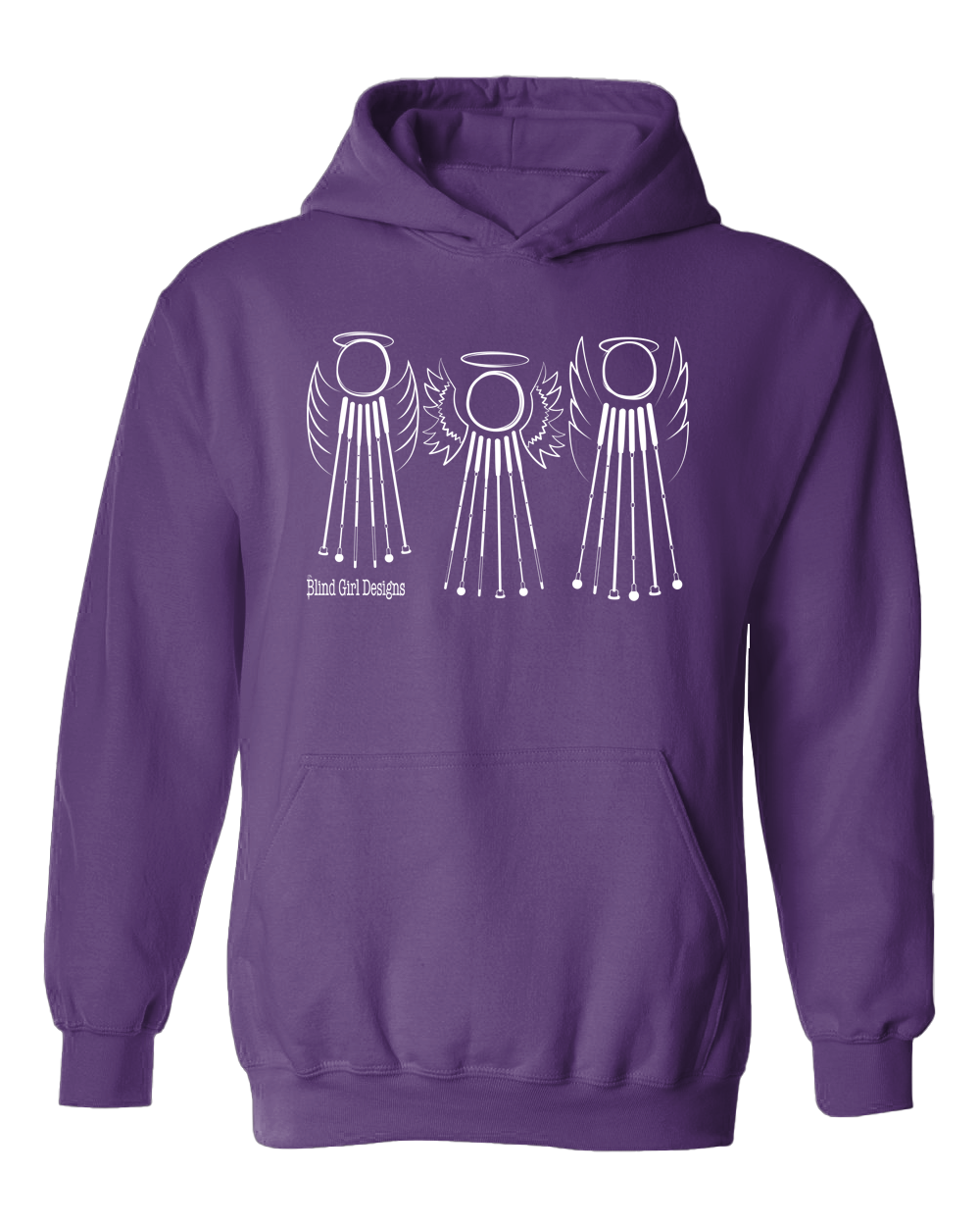 Tactile 3 Sweet White Cane Angels Hoodie - Purple