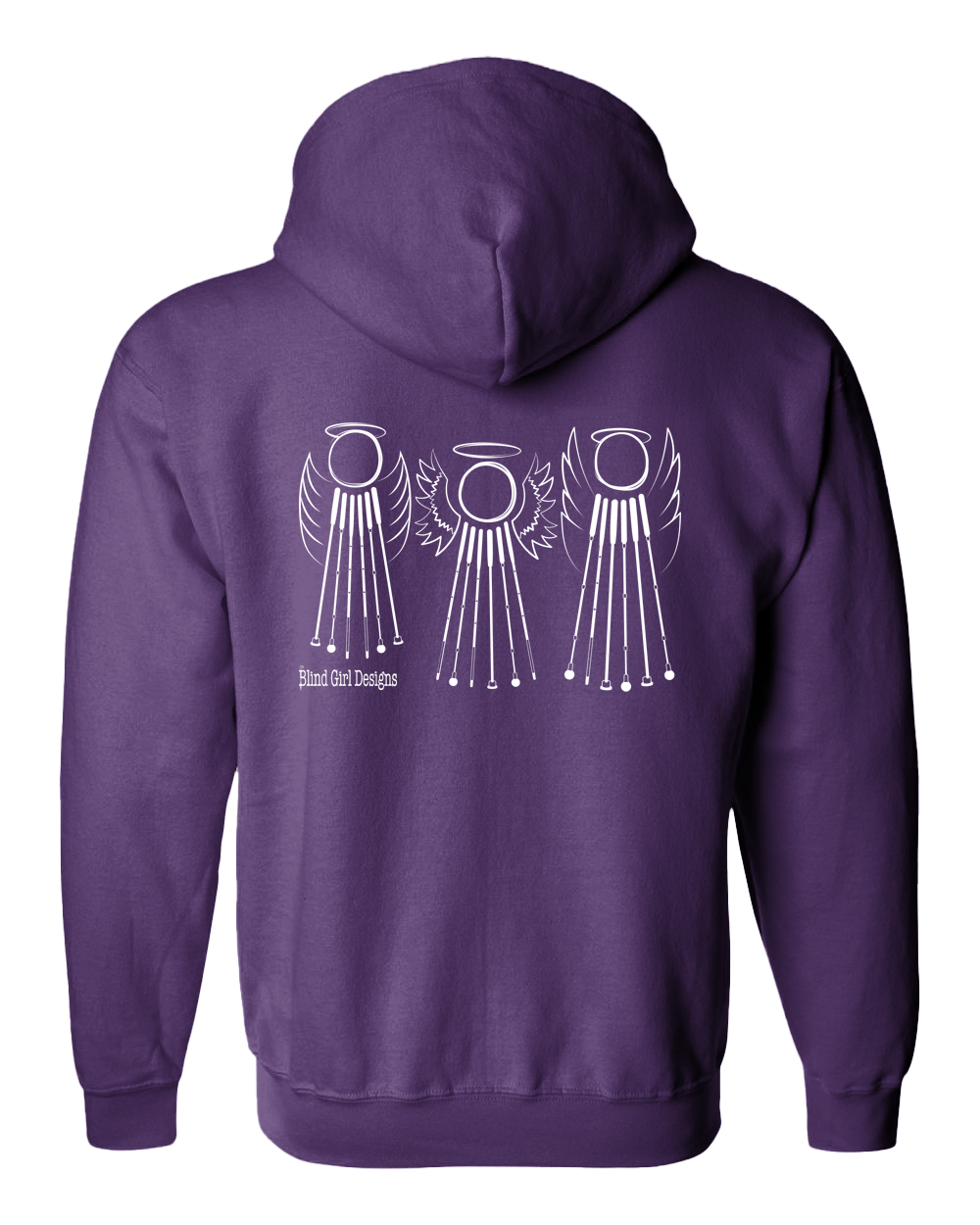 Tactile 3 Sweet White Cane Angels Full Zip Hoodie - Purple