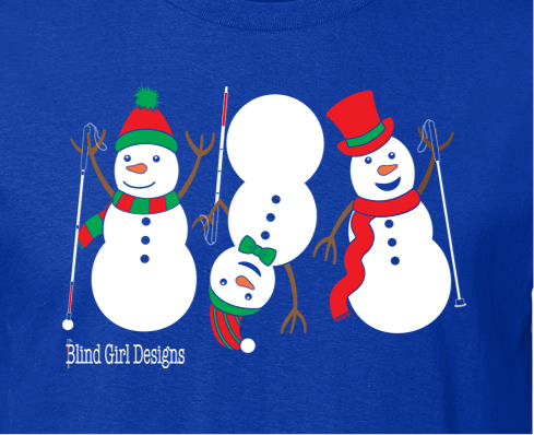 3 Dancing Snowmen with White Canes Zip Tote Bag in Royal Blue
