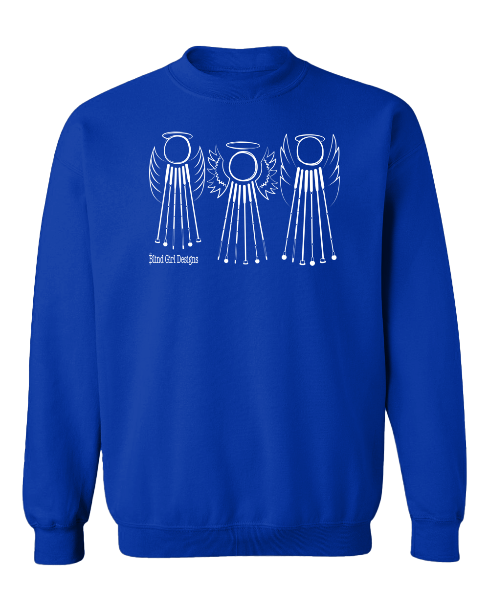 Tactile 3 Sweet White Cane Angels Crewneck Sweatshirt - Royal Blue