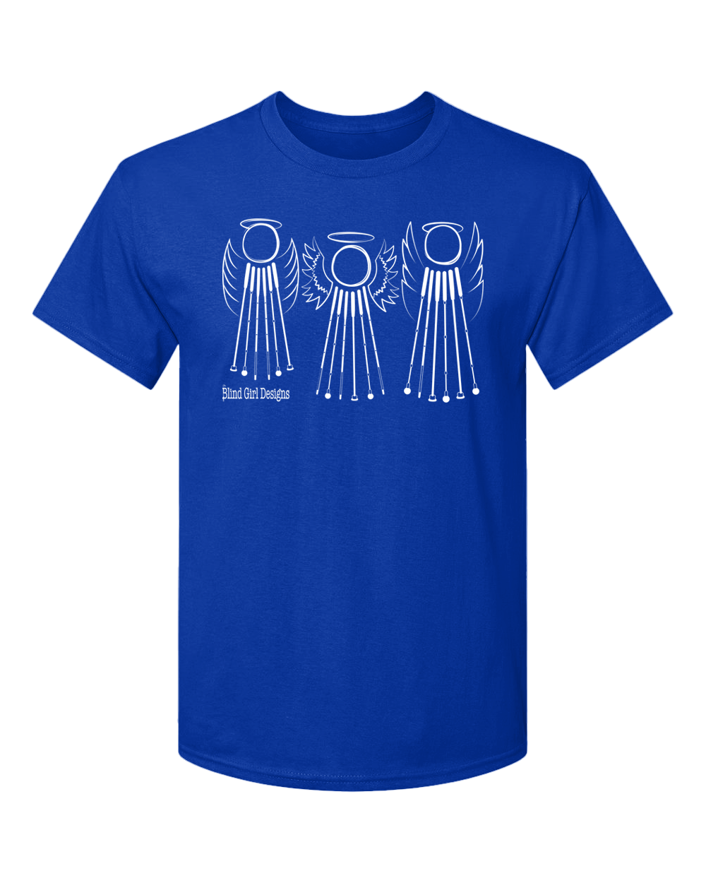 Tactile 3 Sweet White Cane Angels T-Shirt - Royal Blue