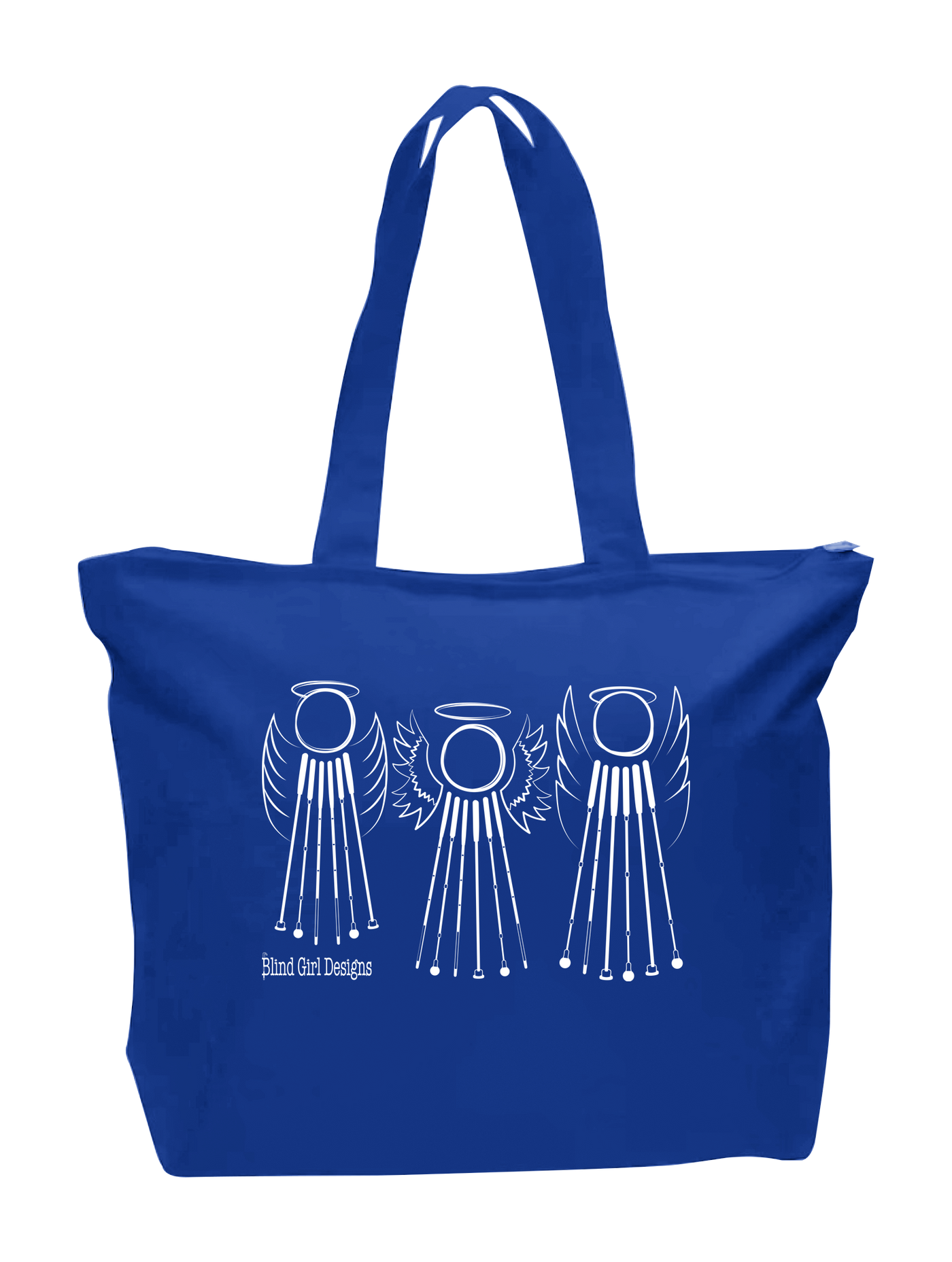 3 Sweet White Cane Angels Full Zip Tote - Royal