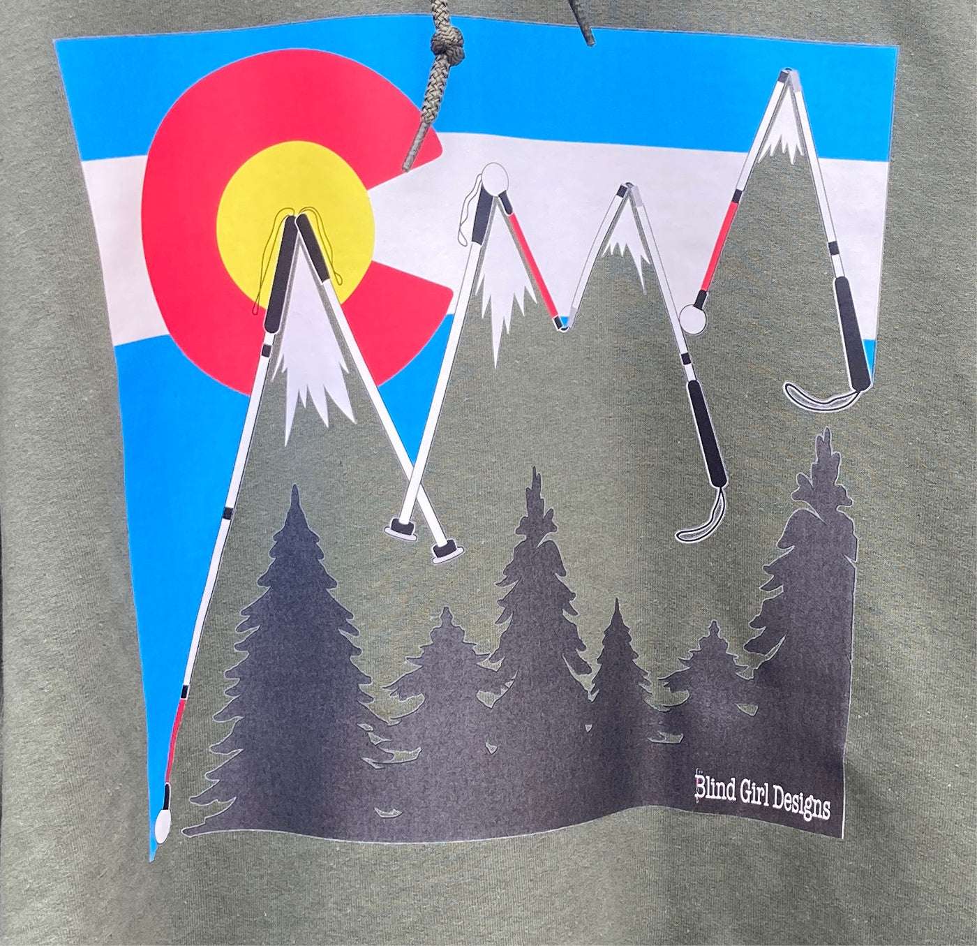 Colorado Mountains of White Canes T-Shirt -  soft Olive