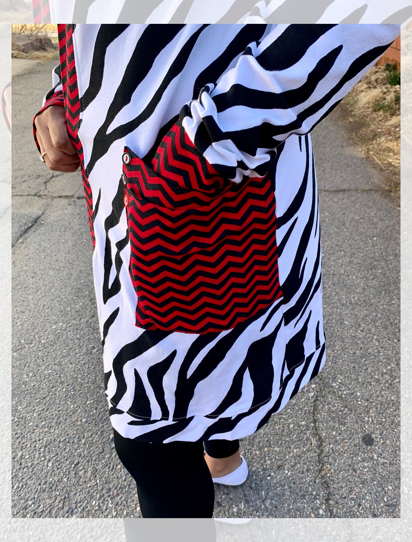 Sale! Zebra Print Cardigan with Red Accents