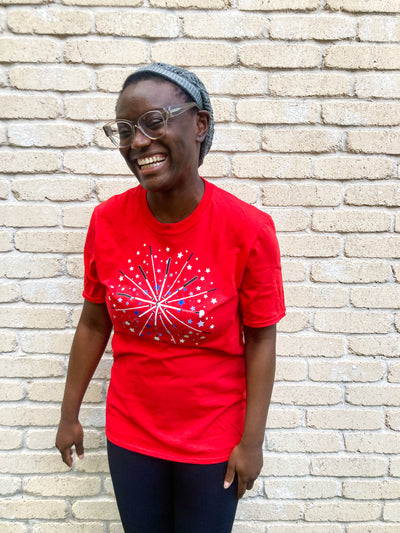 Star Celebration Red, White, and Blue of Blind Canes T-Shirt - Red