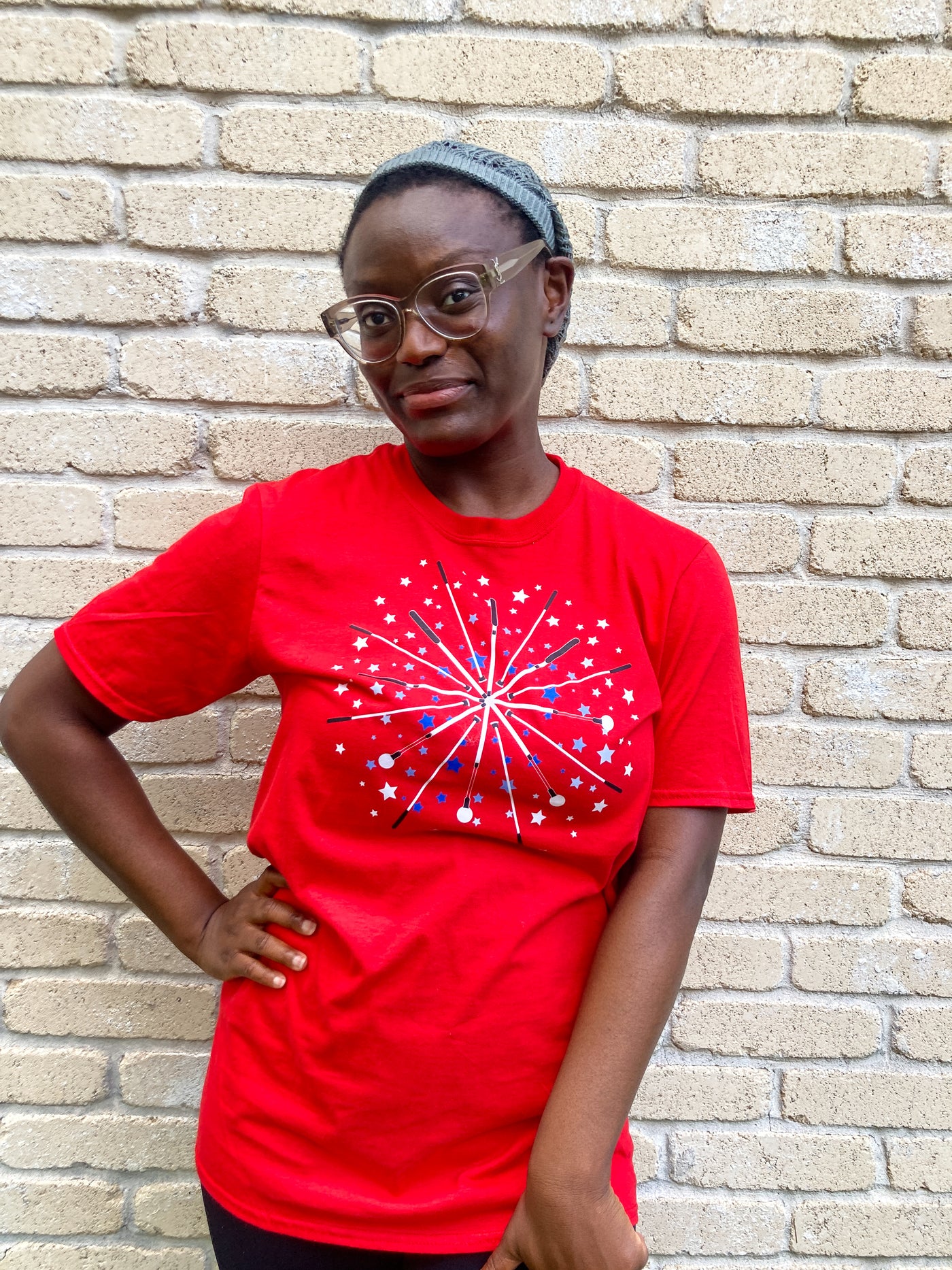 Star Celebration Red, White, and Blue of Blind Canes T-Shirt - Red