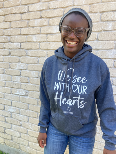 We See With Our Hearts Hoodie - Dark Heather Grey