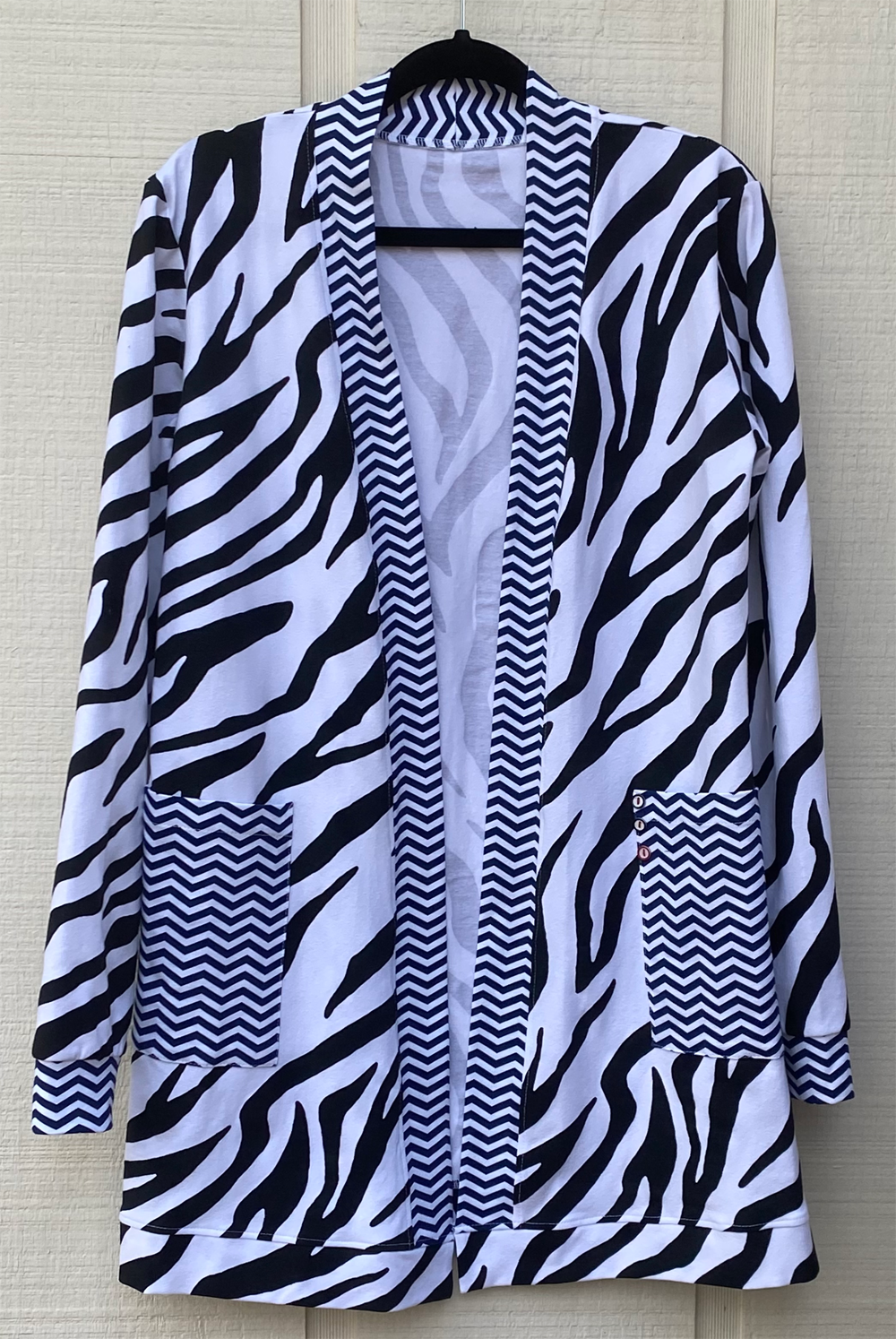 Sale! Zebra Print Cardigan with Navy Accents
