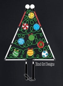 Kids and Toddlers Christmas Tree Cane T-Shirt - Black