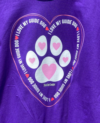 I Love My Guide Dog T-Shirt - Purple