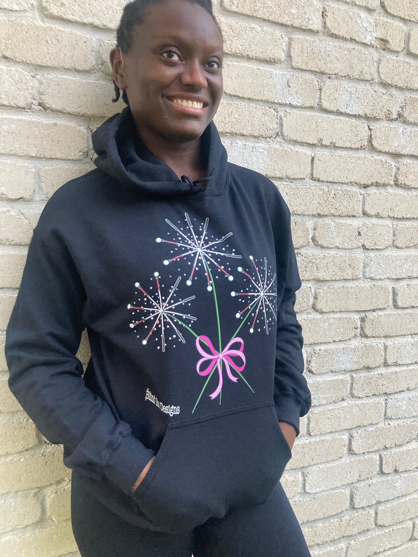 Floral Bouquet of Blind Canes Hoodie - Black