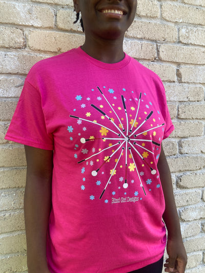 Flower Celebration Blind Canes T-Shirt - Bright Pink