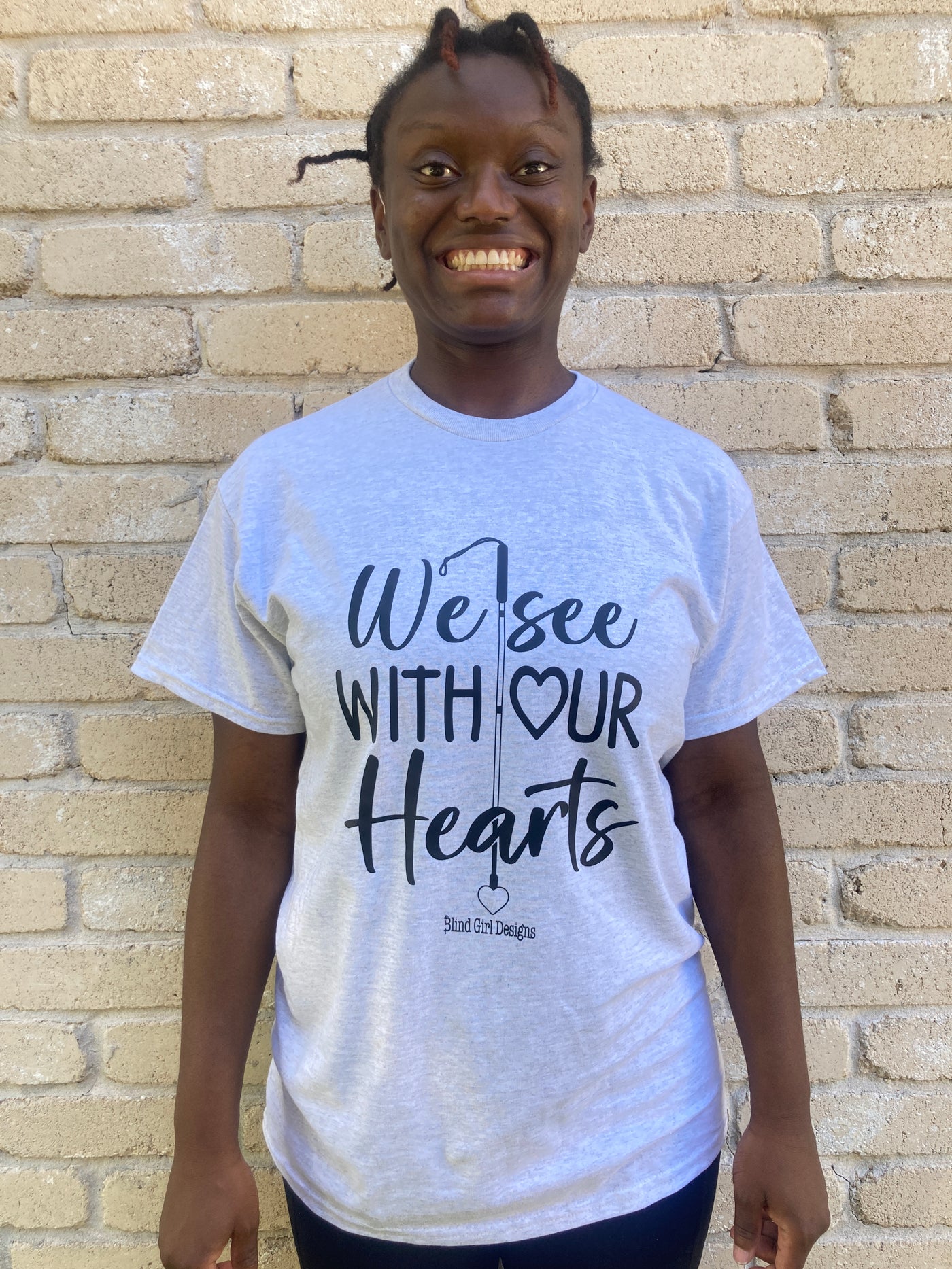 Sale! We see with Our Hearts T-Shirt - Light Heather Grey