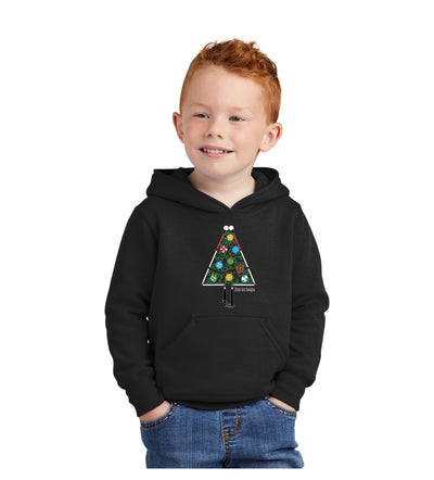 Kids and Toddlers Christmas Tree White Cane Cane Hoodie - Black